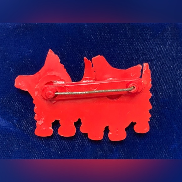 Vintage Celluloid Moving Twin Scottie Dog Brooch - Picture 3 of 3
